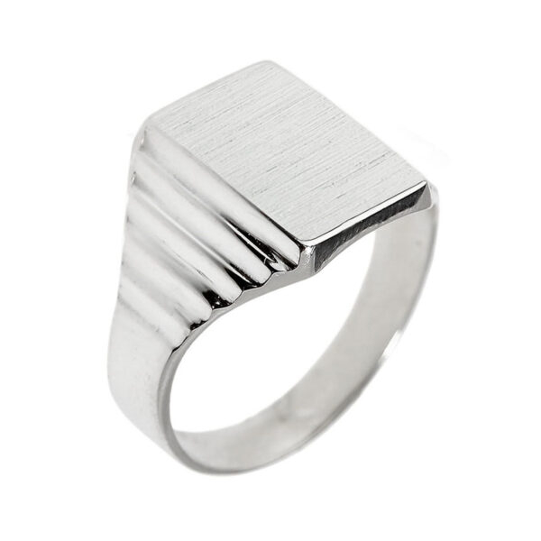 Solid White Gold Engravable Men's Signet Ring