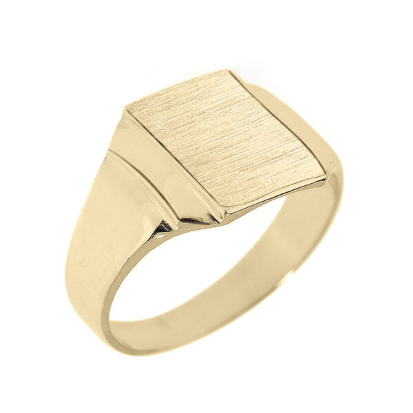 Engravable Solid Yellow Gold Men's Signet Ring