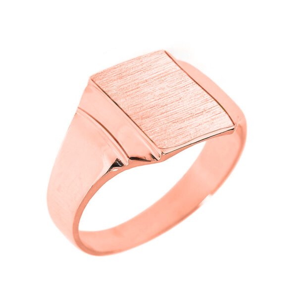 Engravable Solid Rose Gold Men's Signet Ring