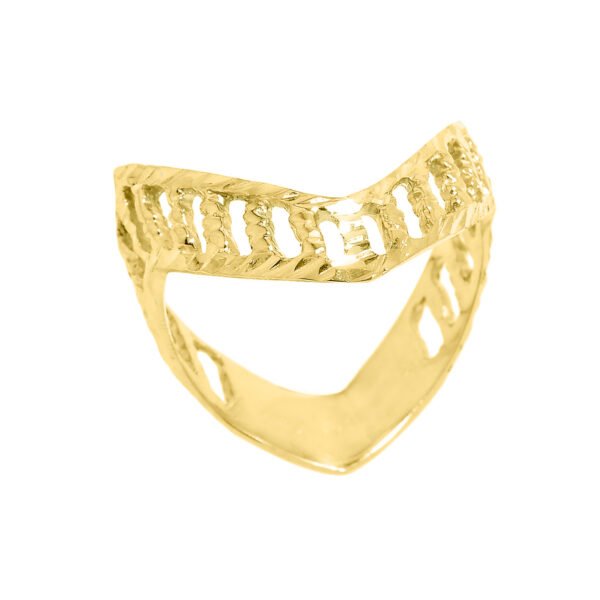 Solid Yellow Gold Diamond-Cut Open Work Thumb Ring