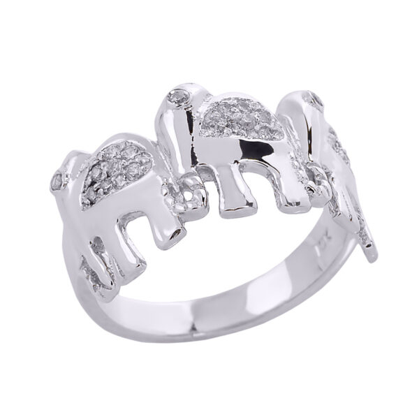 White Gold Red Cz Medieval Crown Diamond Band Women's Ring