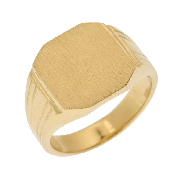 Yellow Gold Octagon Cut Engravable Men's Signet Ring