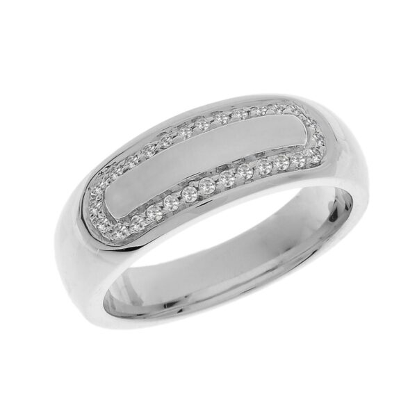 Sterling Silver White Topaz Men's Wedding Band