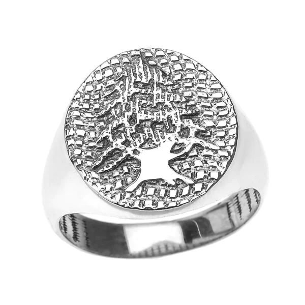 Sterling Silver Lebanese Cedar Tree Men's Ring