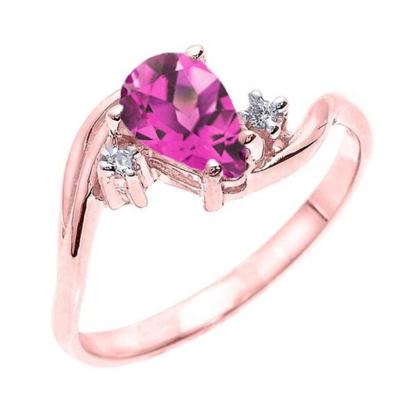 Rose Gold Pear Shaped Alexandrite (Lcal) And Diamond Proposal Ring