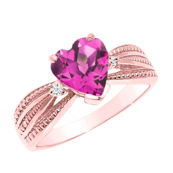 Beautiful Rose Gold Alexandrite (Lcal) And Diamond Proposal Ring