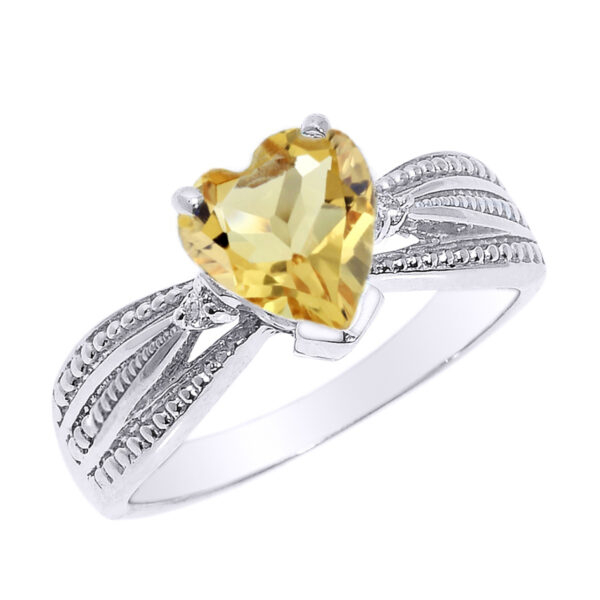 Beautiful White Gold Citrine And Diamond Proposal Ring