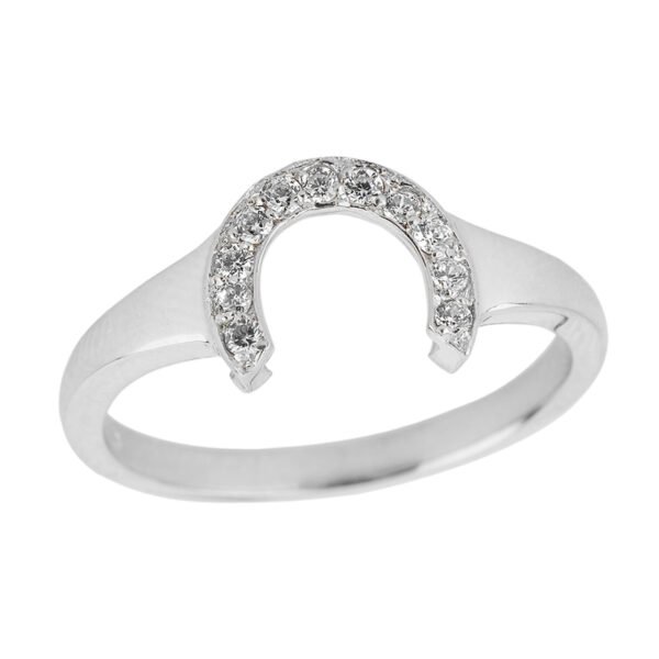 White Gold Ladies Diamond Lucky Horseshoe Ring