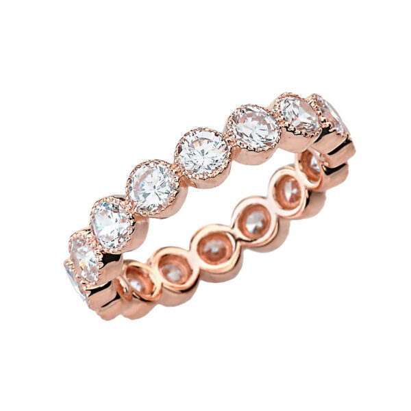 Chic Cubic Zirconia Eternity Band In Rose Gold