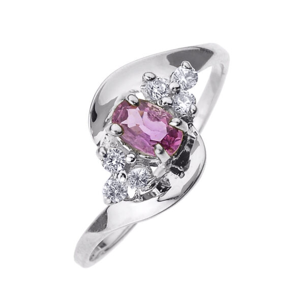 Beautiful White Gold Diamond And Pink Sapphire Proposal Ring