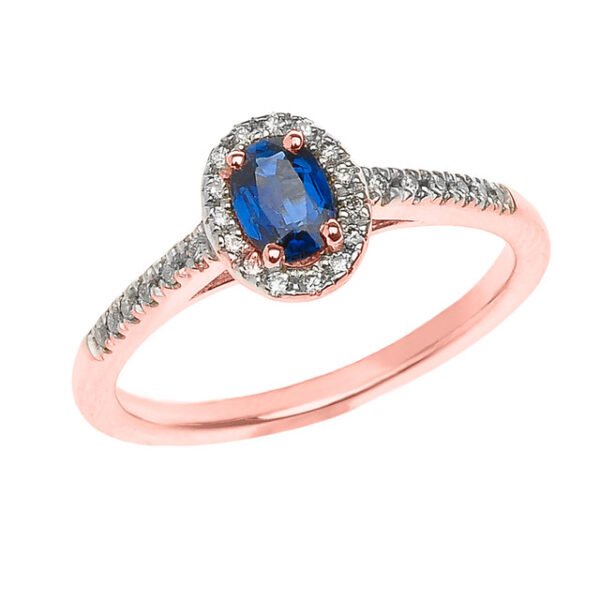 Rose Gold Sapphire And Diamond Elegant Proposal Ring