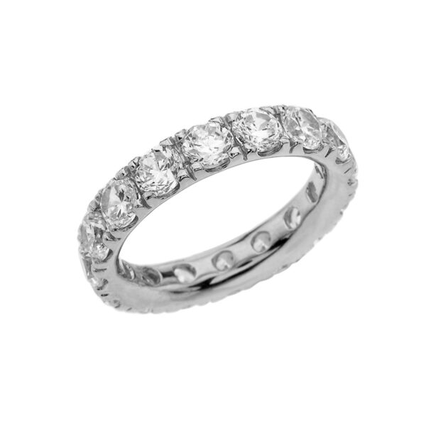 4mm Comfort Fit White Gold Eternity Band With 5 Ct White Topaz