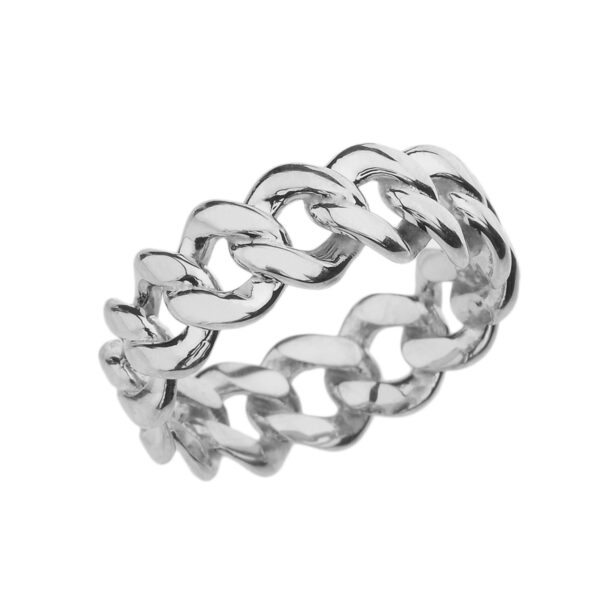 Sterling Silver 7 Mm Open Miami Link Eternity Band Ring