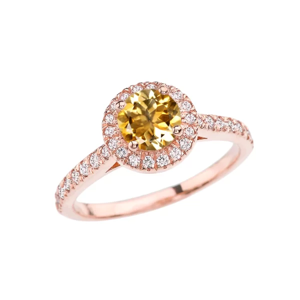 Rose Gold Diamond And Citrine Engagement/Proposal Ring