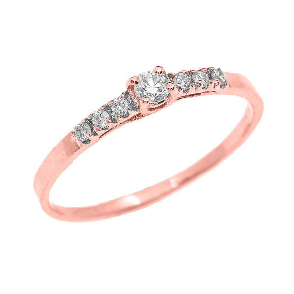 Fine Dainty Diamond Engagement Ring In Rose Gold