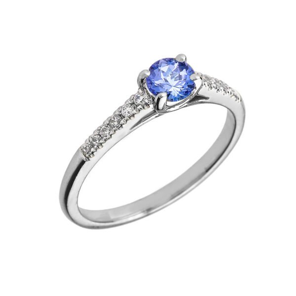 White Gold Diamond And Tanzanite Engagement Proposal Ring