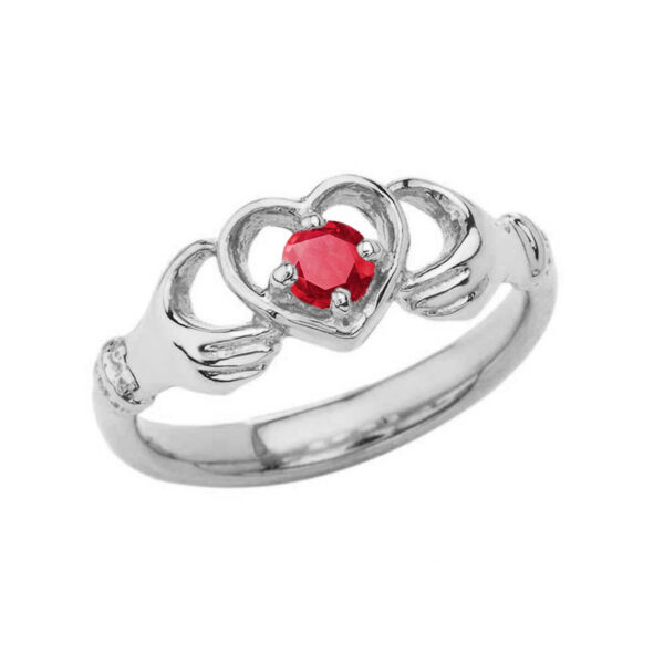 .20 Ct Ruby Classic Claddagh Ring In Sterling Silver