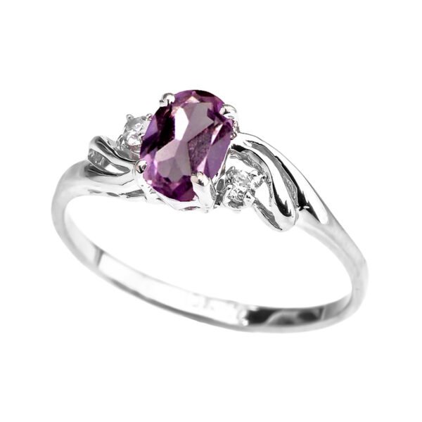 White Gold Cz Alexandrite Oval Solitaire Proposal Ring