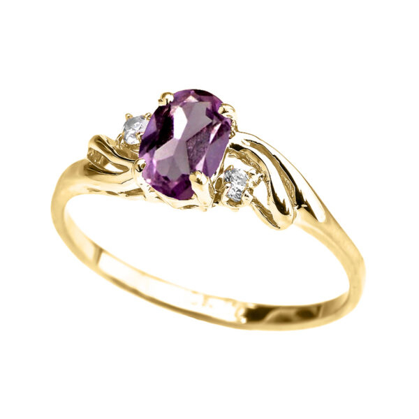 Yellow Gold Cz Alexandrite Oval Solitaire Proposal Ring