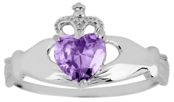 White Gold Birthstone Claddagh Ring Alexandrite