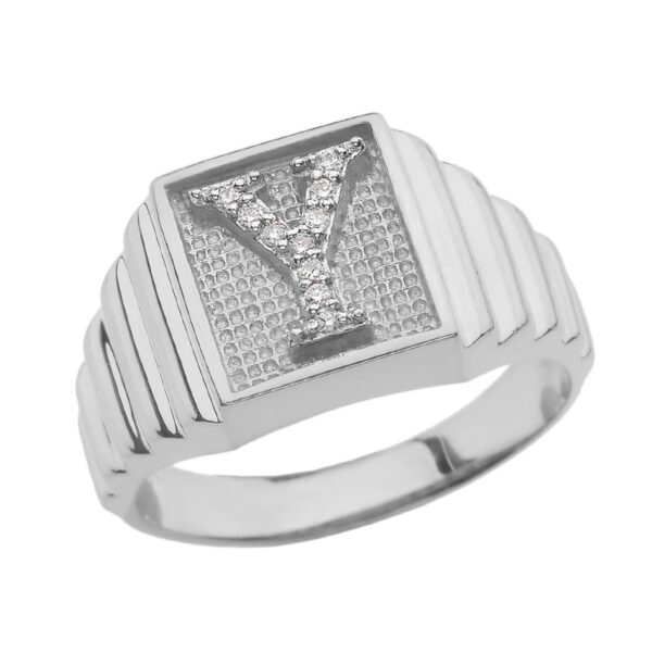 Sterling Silver Diamond Initial Y Ring