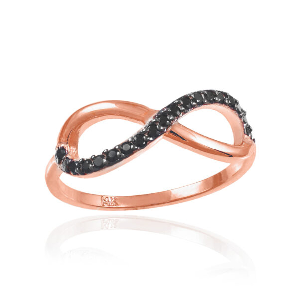 Rose Gold Infinity Ring With Black Diamonds