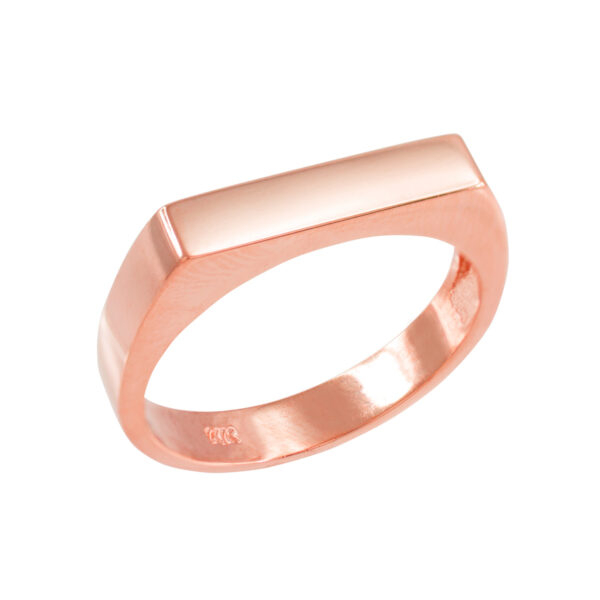 Rose Gold Stackable Unisex Signet Ring - Image 3