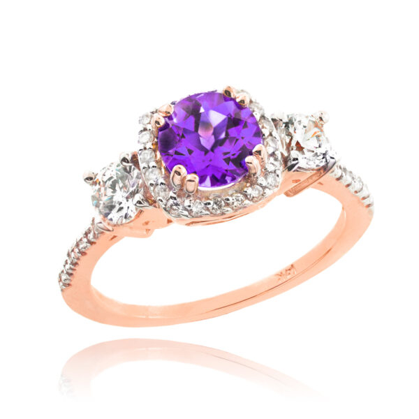 Rose Gold Amethyst Diamond Engagement Ring