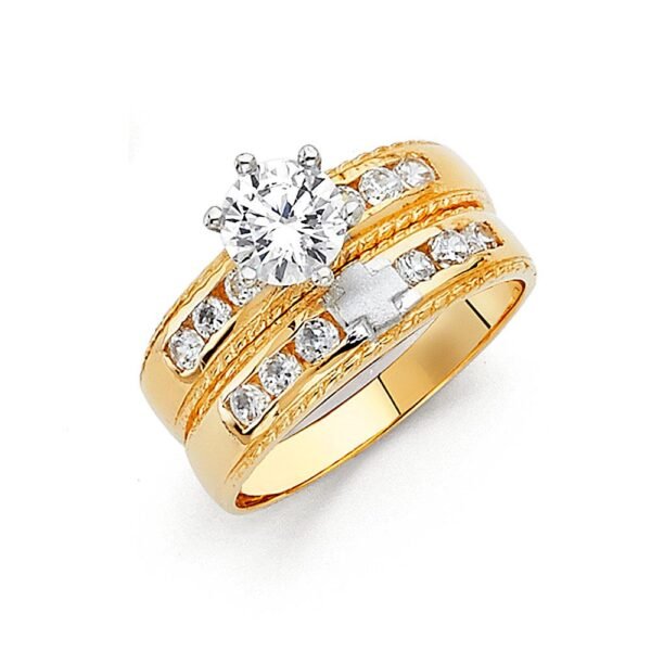 14K 2T Cz Ladies Wedding Band Only