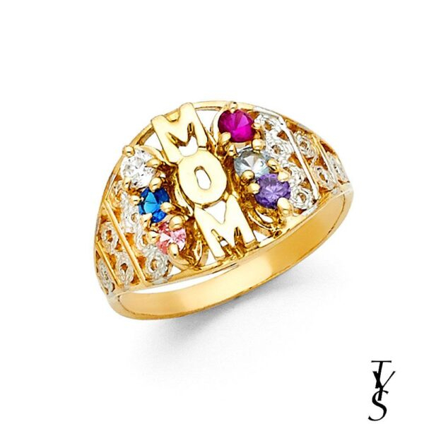 14K 2T CZ Mothers Ring