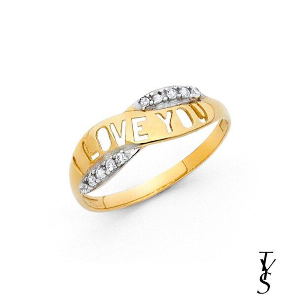 14K CZ I Love You Ring