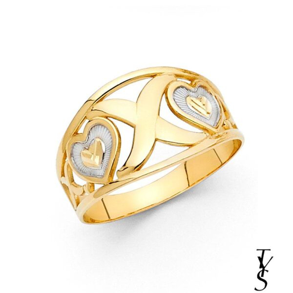 14K 2T Fancy Heart Ring