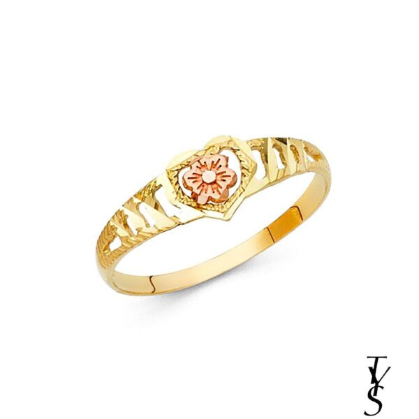 14K 2T Fancy Flower Ring