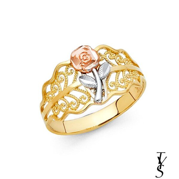 14K 3C Fancy Flower Ring