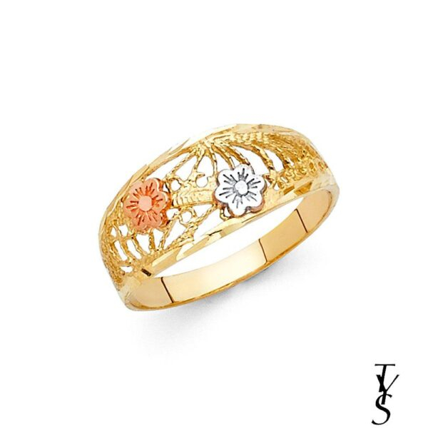 14K 3C Fancy Flower Ring