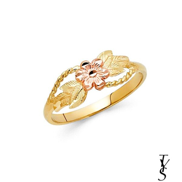 14K 2T Fancy Flower Ring