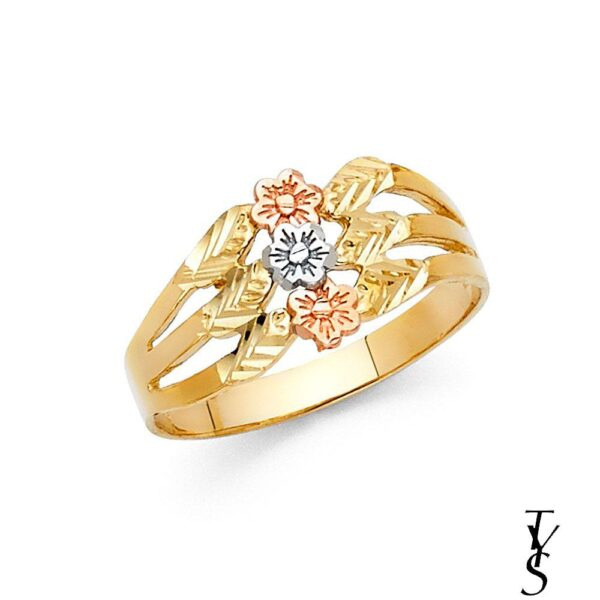 14K 3C Fancy Flower Ring