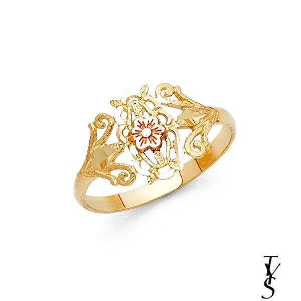 14K 3C Fancy Flower Ring