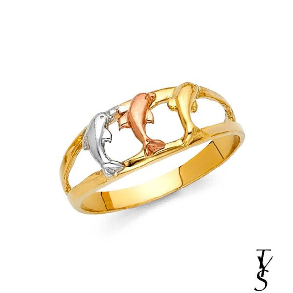 14K 3C Fancy Dolphin Ring