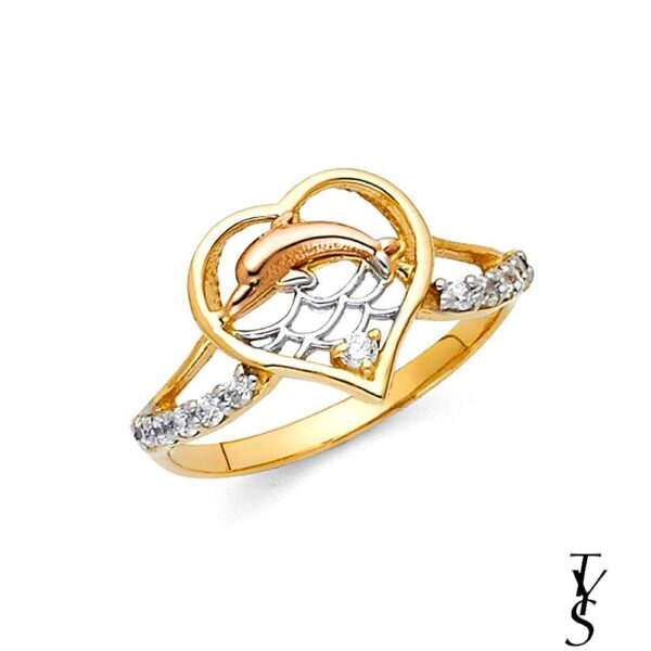 14K 3C Fancy Dolphin Ring