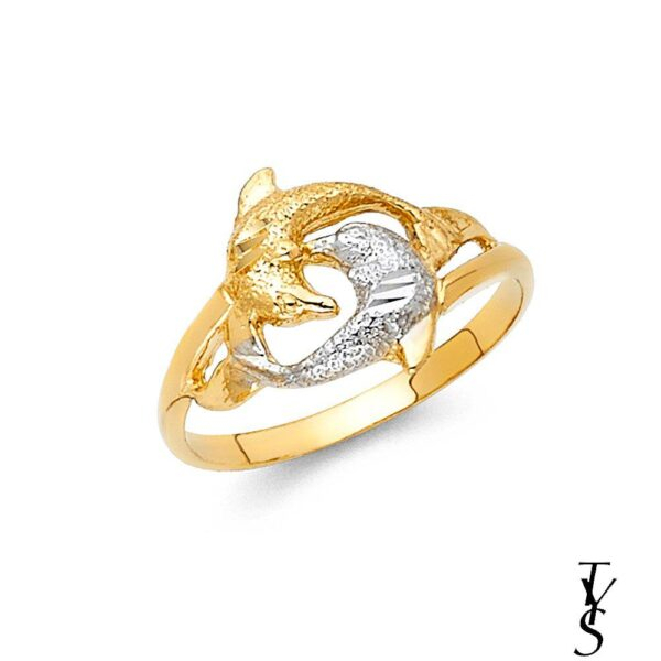 14K 2T Fancy Dolphin Ring