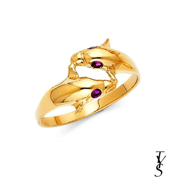 14K CZ Fancy Dolphin Ring