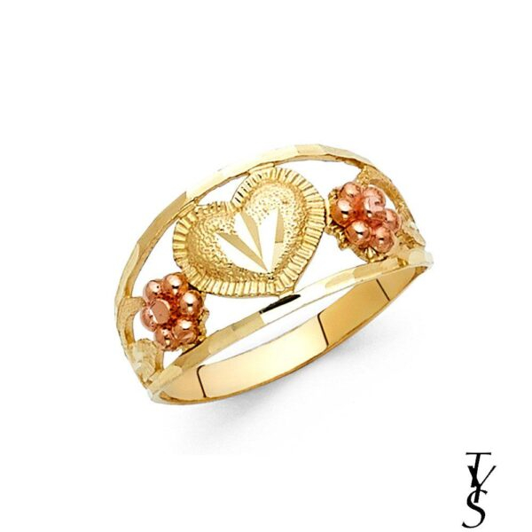 14K 2T Fancy Heart Ring