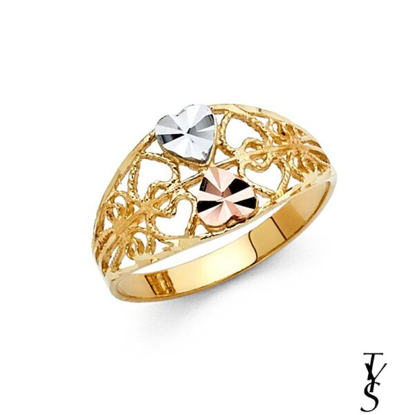 14K 3C Fancy Heart Ring