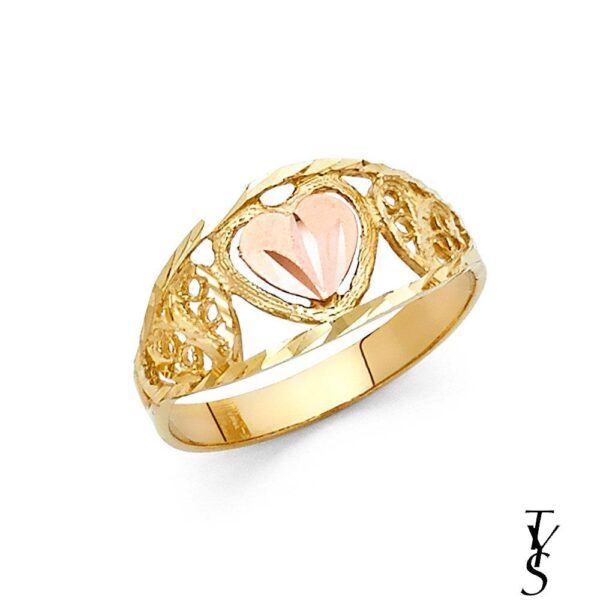 14K 2T Fancy Heart Ring