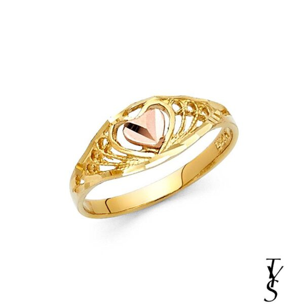 14K 2T Fancy Heart Ring