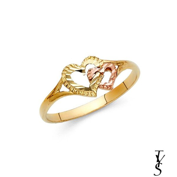 14K 2T Fancy Heart Ring