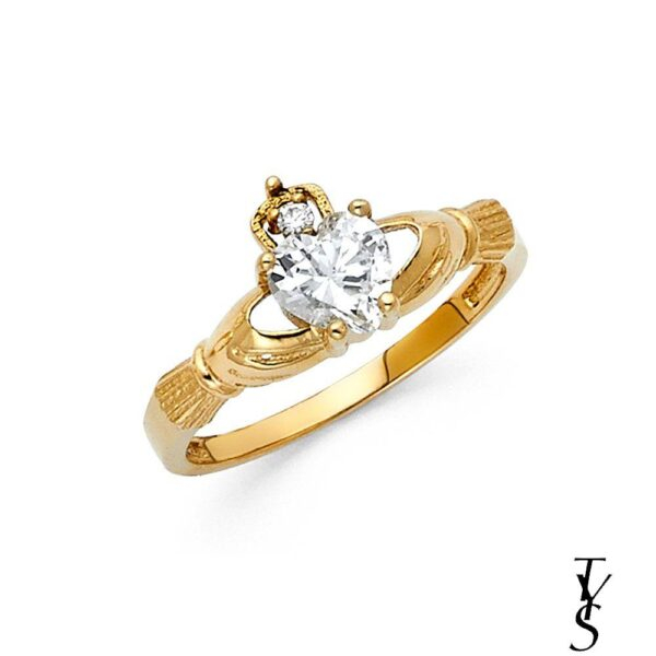 14KY CZ Claddagh Ring