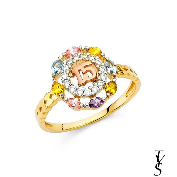 14KY CZ 15 Years Ring