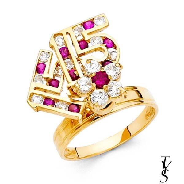14K CZ 15 Years Motion Ring
